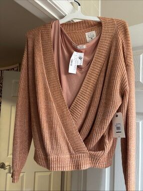 Billabong Dusty Rose Wrap V-Neck Knit Sweater
